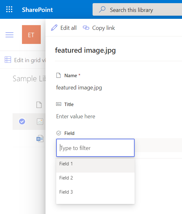 Edit the metadata field of the file or document