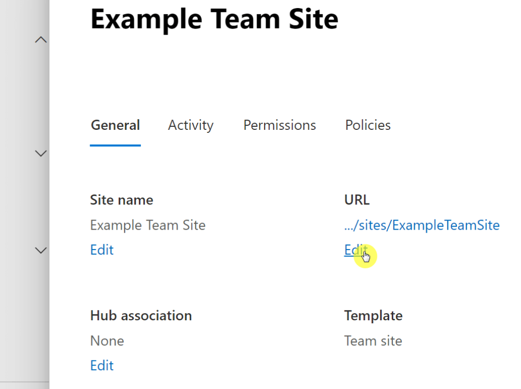 Find the URL and click the edit link