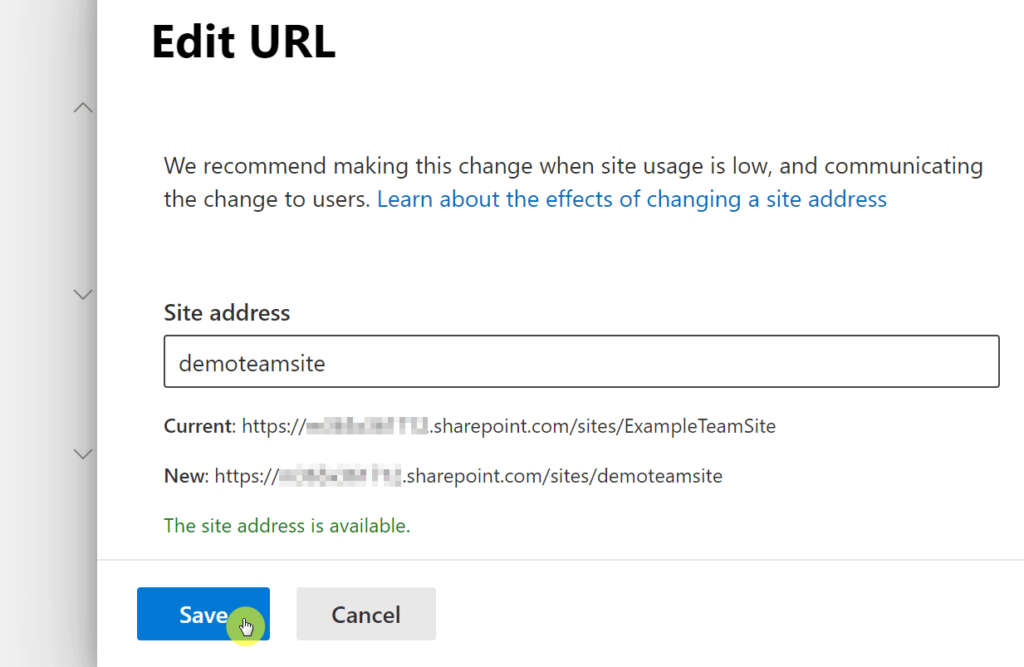 You will see a green text if the site is available