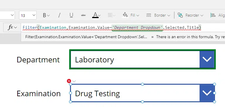 Formula for the cascading lookup logic