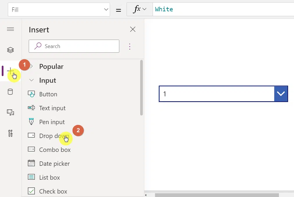 The dropdown option can be found under the input tab