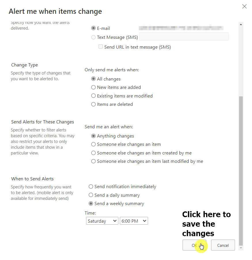 Check all the settings first and click the ok button below to save the changes