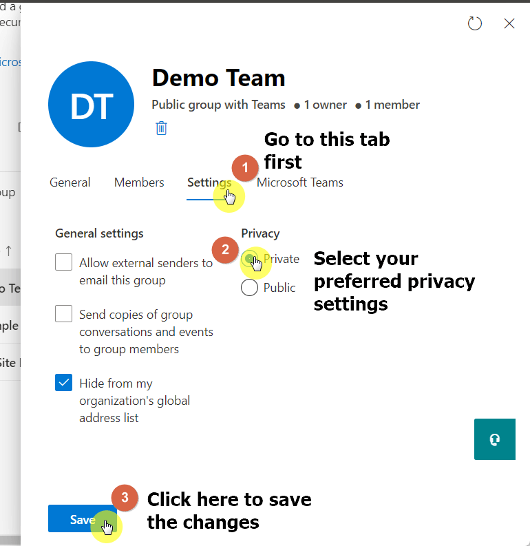 To change a group from public to private and vice versa, simply change its privacy settings