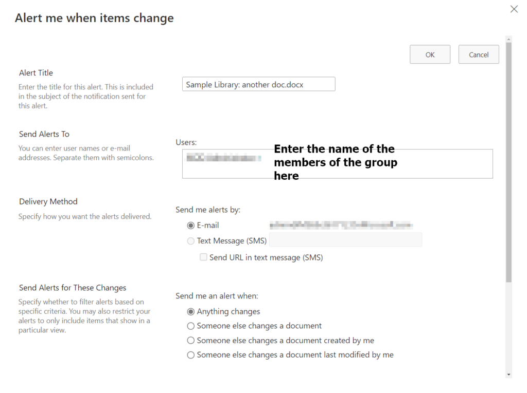 Enter the email addresses of everyone on the group on the field indicated
