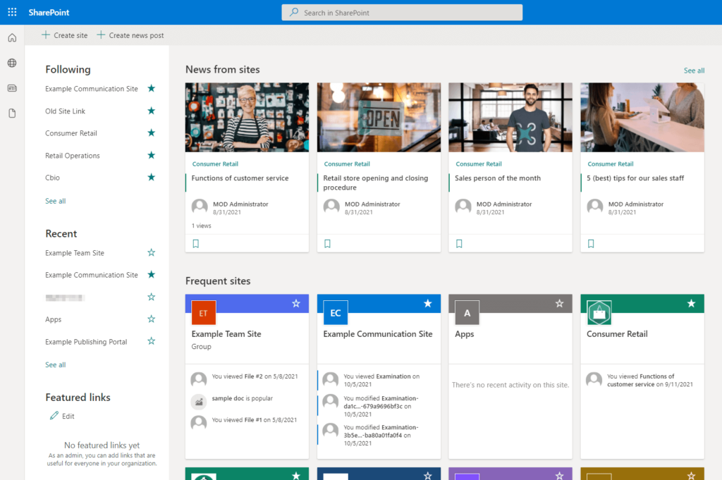 A sample start page