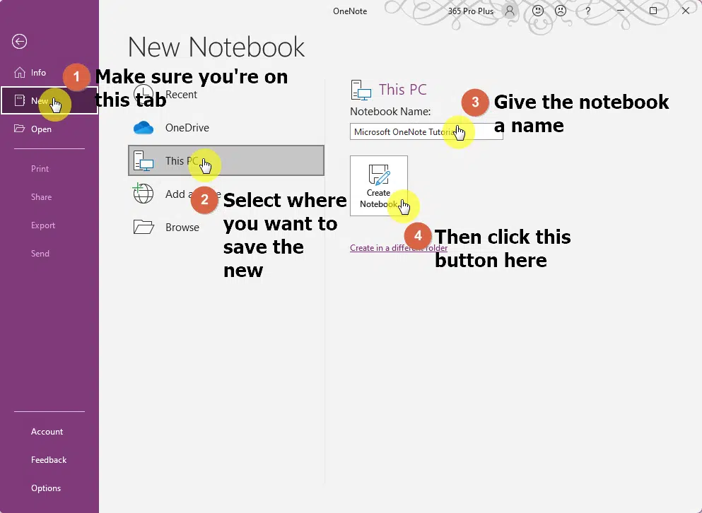 Give the notebook a name and click on the button