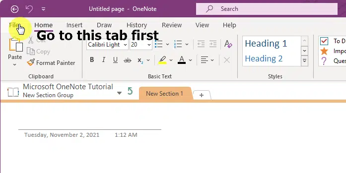 Go to the File tab on the ribbon
