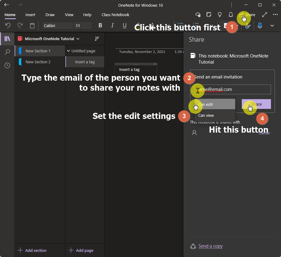 Click the share button at the right corner of the top navigation bar
