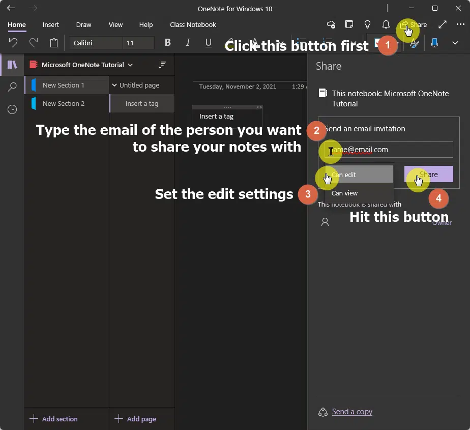 Click the share button at the right corner of the top navigation bar