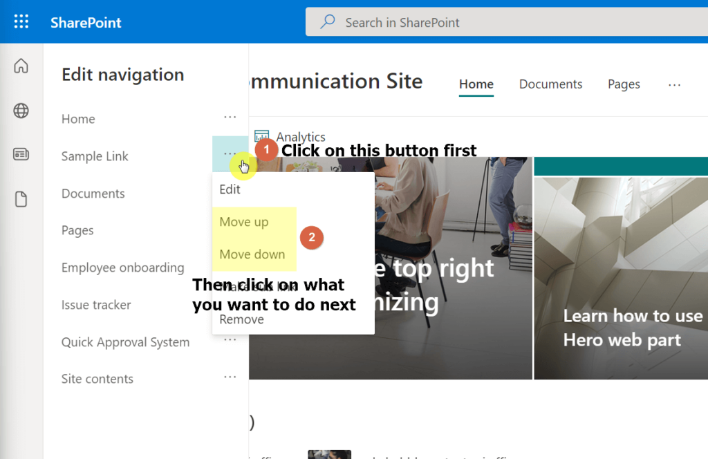 Click on the ellipsis button first and then select what you want to do next