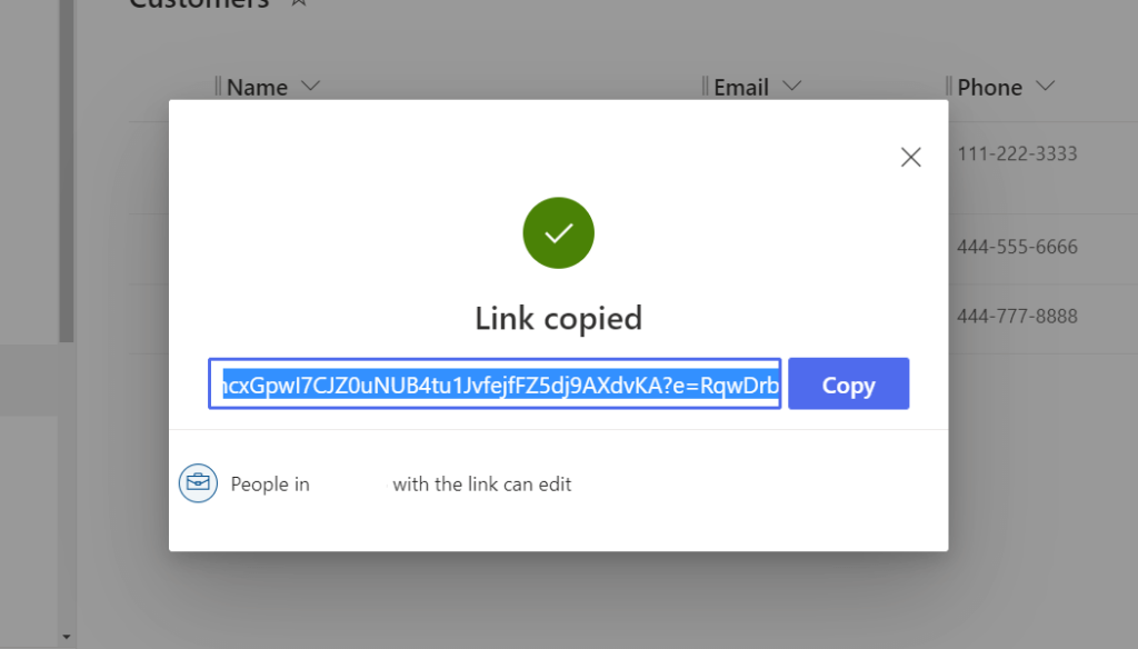 Users can share SharePoint files to others with a single link