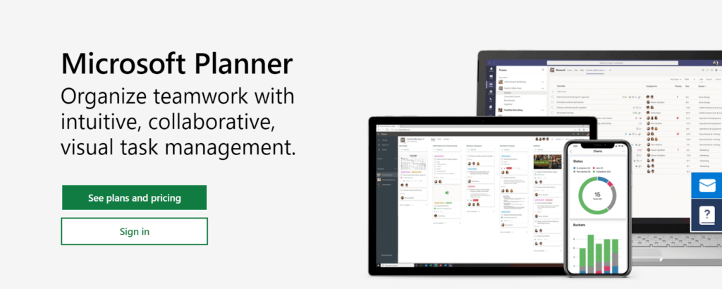 Organize teamwork with intuitive, collaborative, visual task management with Microsoft Planner