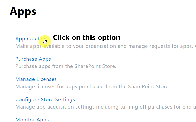 Click on app catalog next to see if you can open it