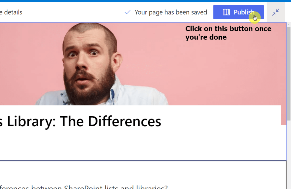 Click on the publish button
