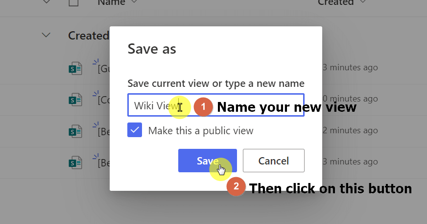 Save new wiki page as public view