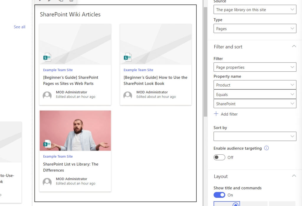 Highlighted content web part based on SharePoint wiki pages
