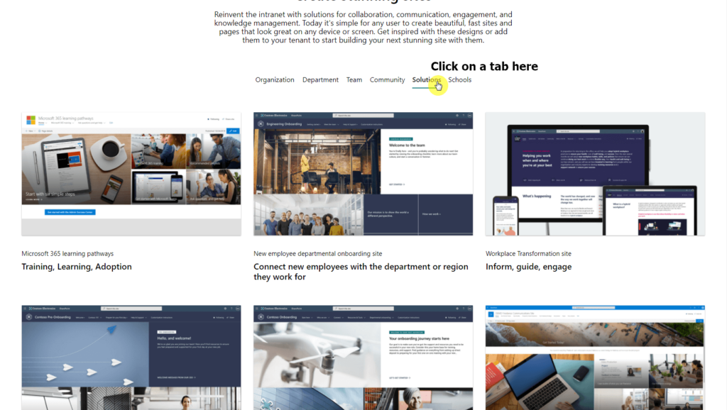 Click on the solutions tab