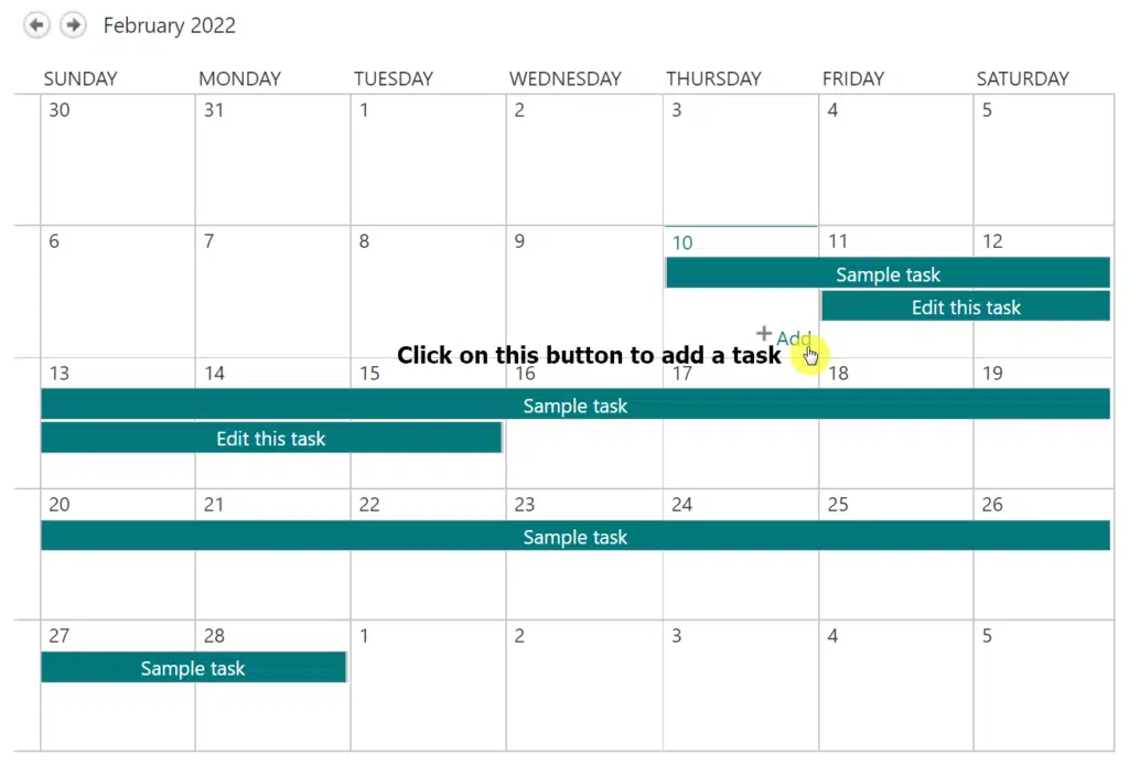 Add task on a calendar app in SharePoint