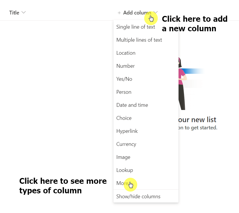 Click on the add column to create a new column
