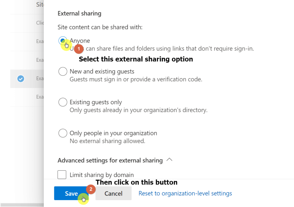Select the anyone option and click on the save button