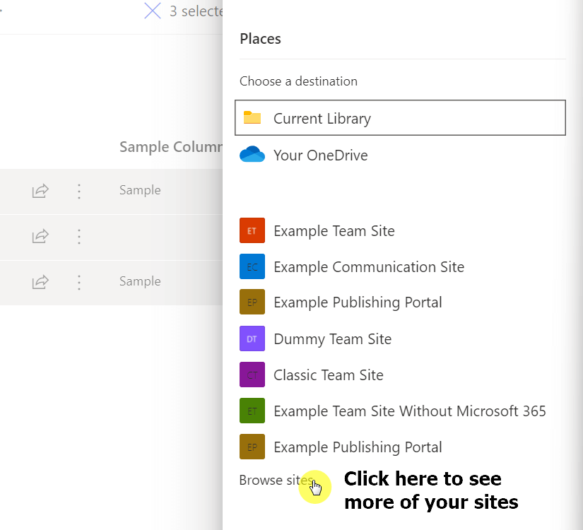 Click on the browse sites button to see more of your sites