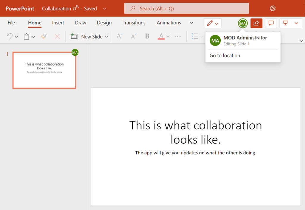 Seeing the changes the other person is doing in Microsoft PowerPoint