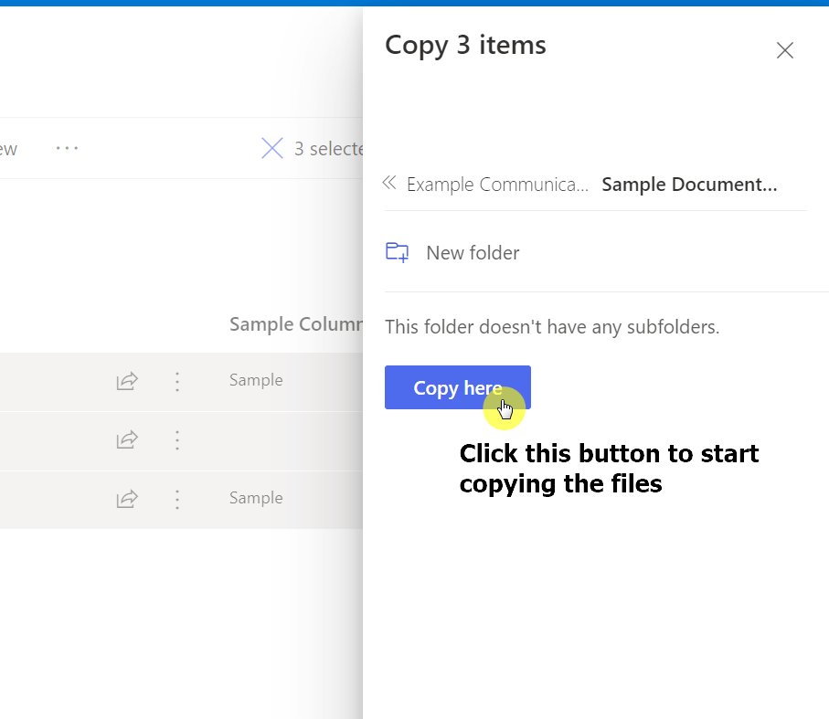 Click on the copy here button to start copying the files