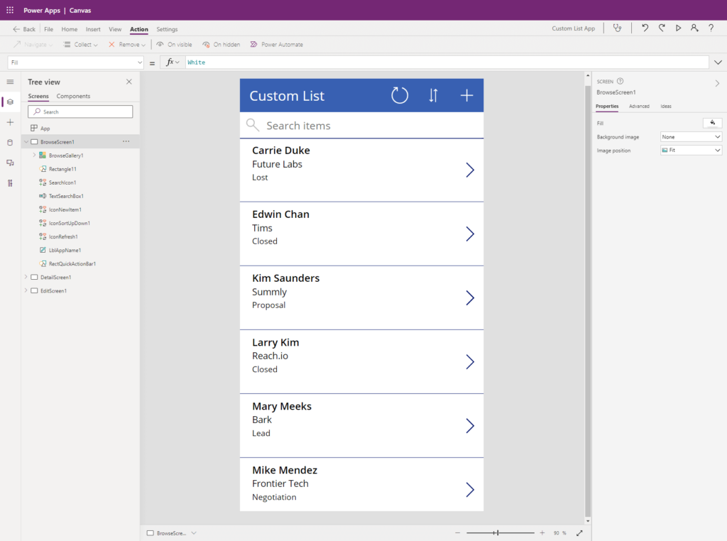 Configure and share the app made from your custom list