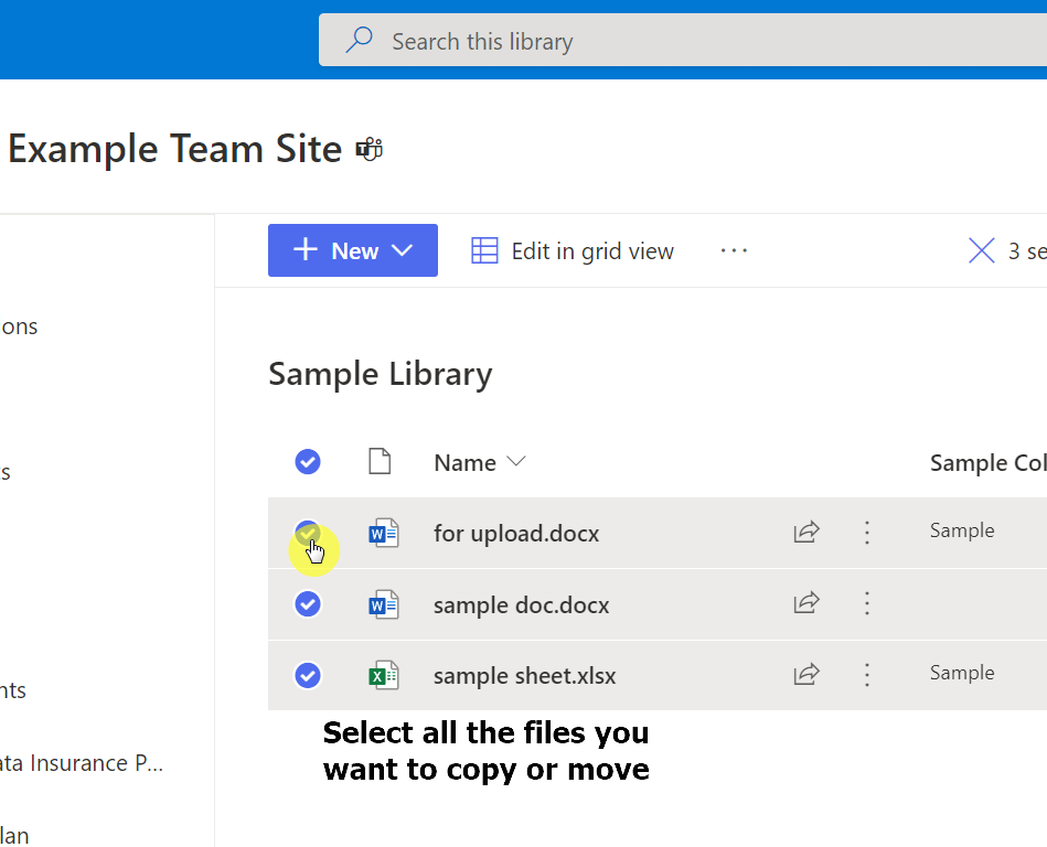 Select all the files in the directory you want to copy or move