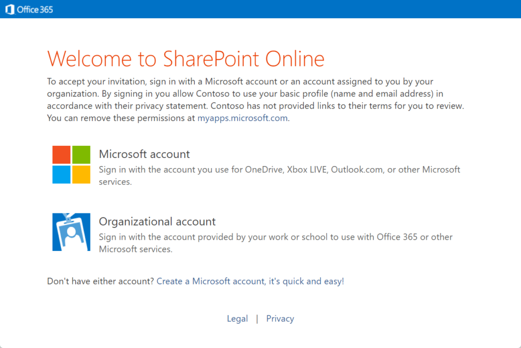 The guest will see a page welcoming him to SharePoint