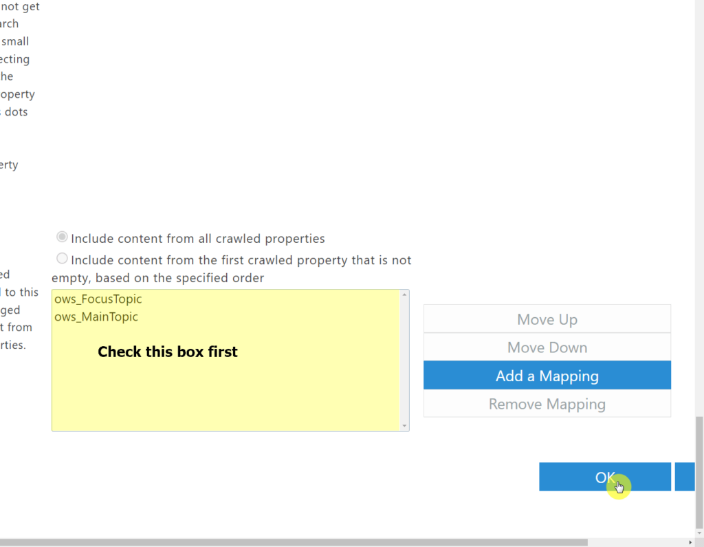 Check the crawled properties box first before hitting the ok button