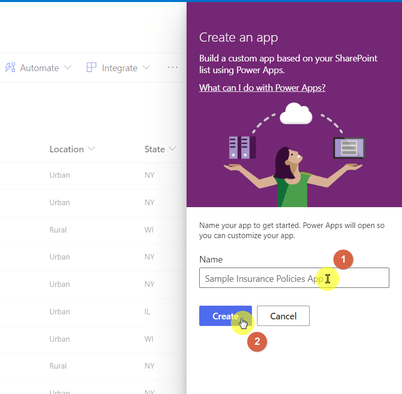 Give your app a name and proceed with creating the app itself