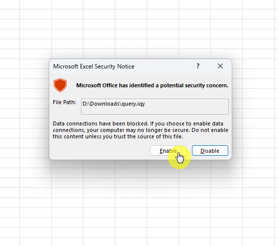 Click the enable button if you trust the SharePoint site