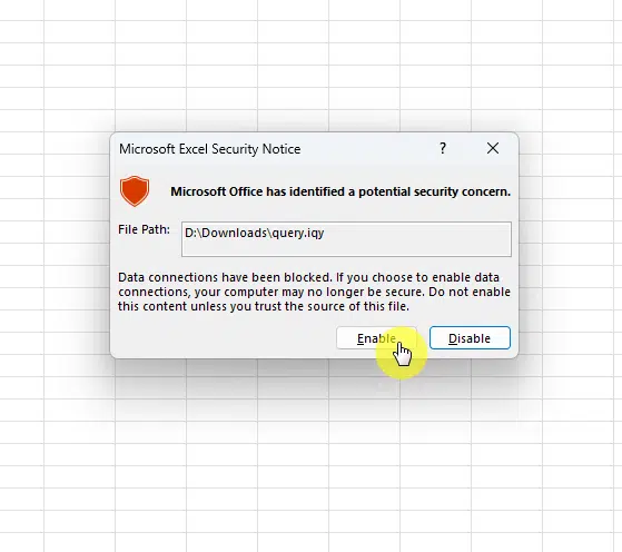 Click the enable button if you trust the SharePoint site