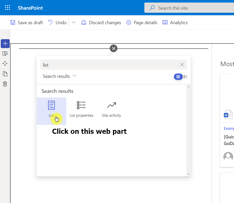 Use the link web part to display the promoted links