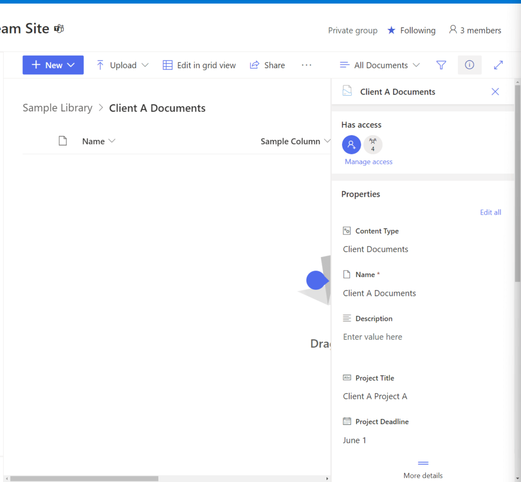 The main page of a document set