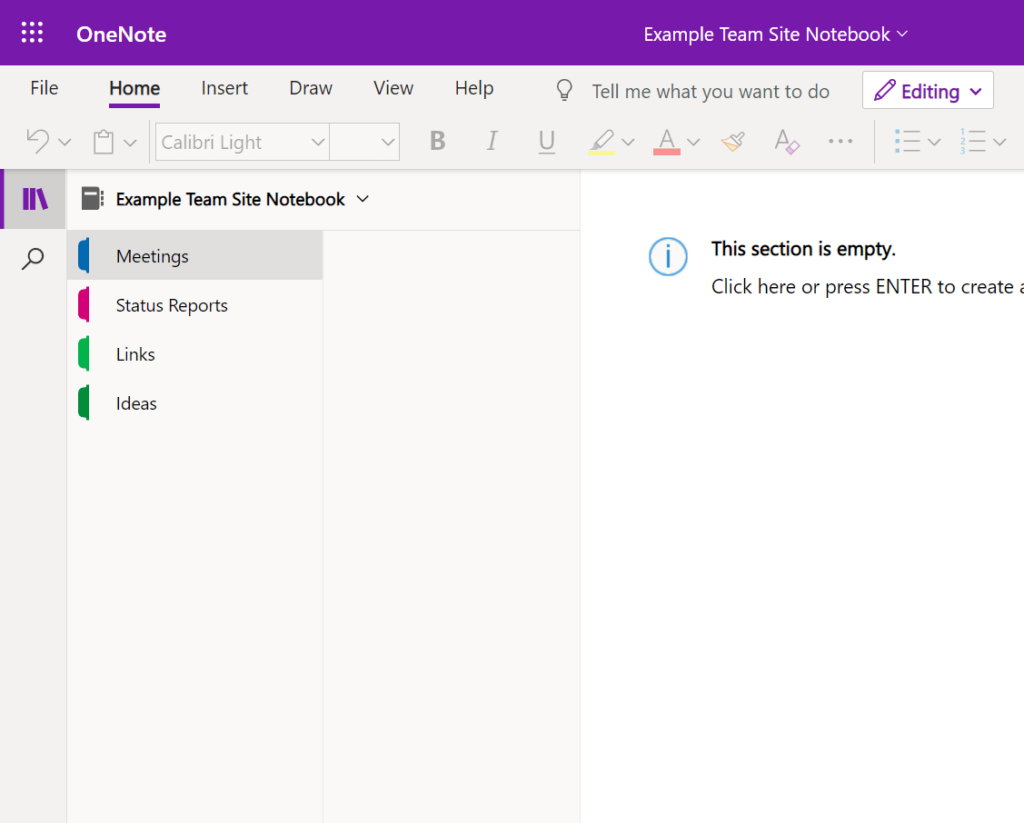 Save various information on OneNote like meetings, status reports, links, and ideas