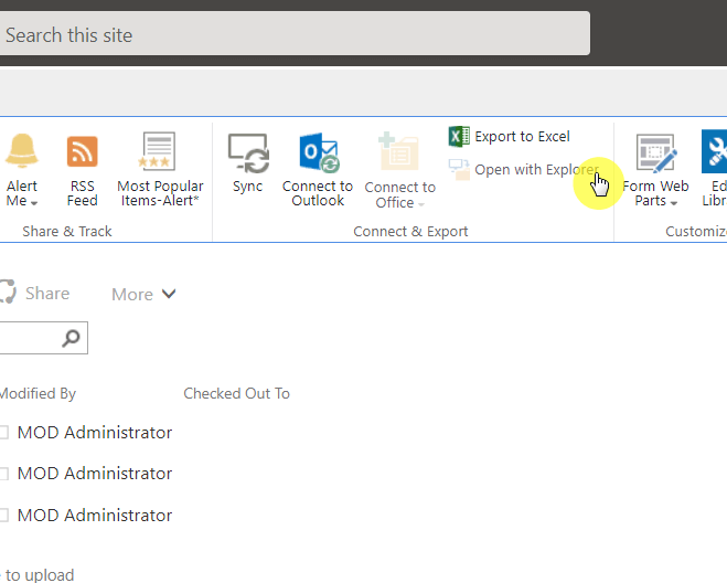 Button that enables you to open the library with a file explorer