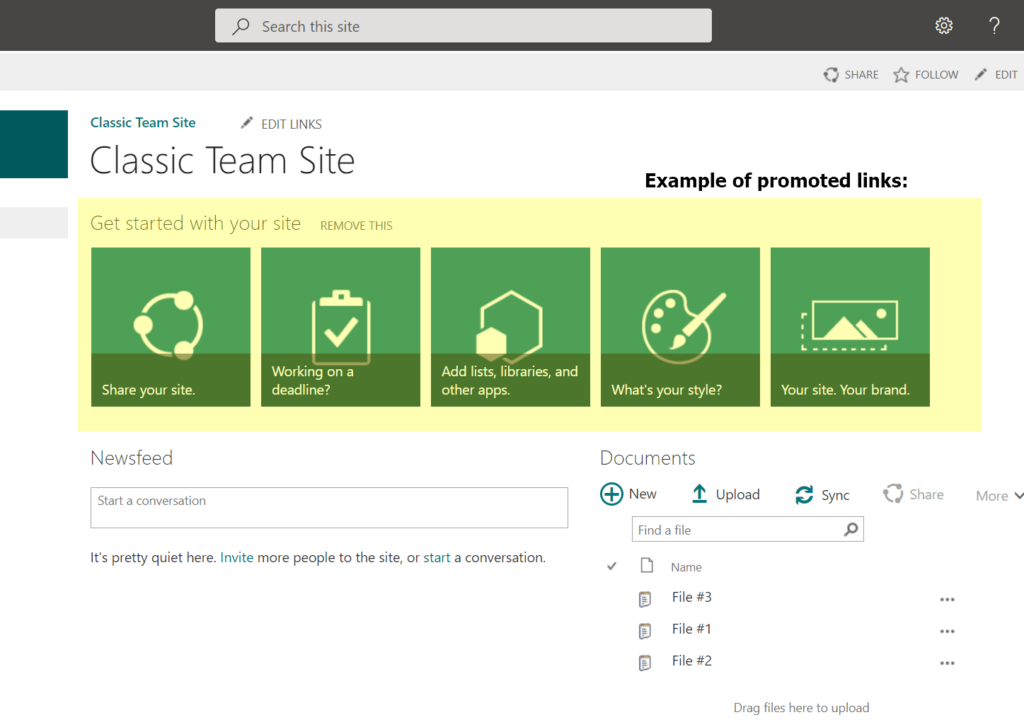 Promoted links are still active on classic sites in SharePoint