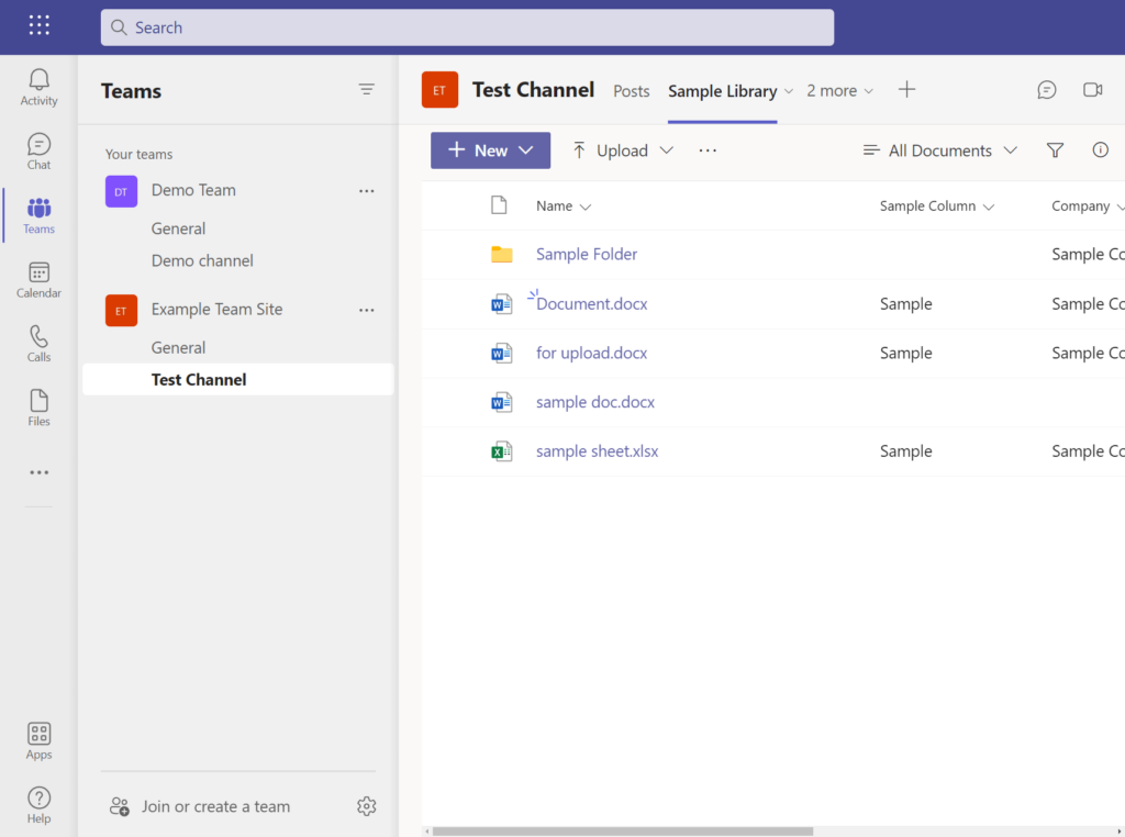 Viewing a document library inside Teams
