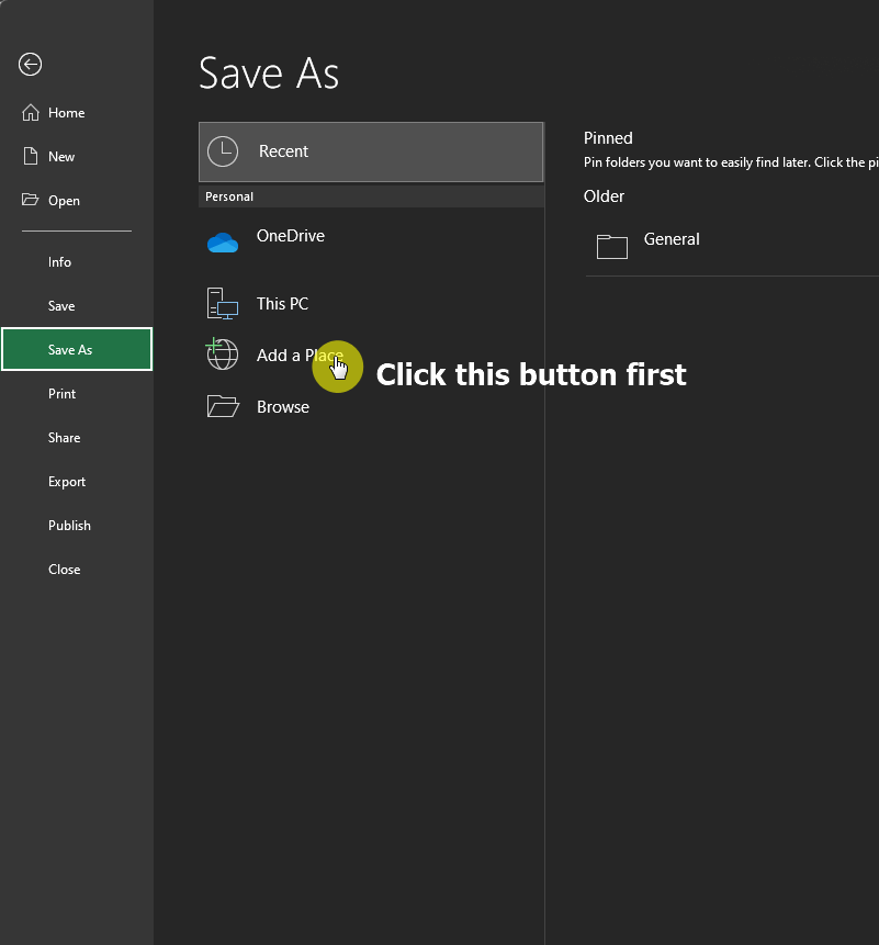 Click on the add a place button first