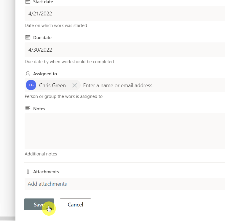 Click on the save button to add the new list item