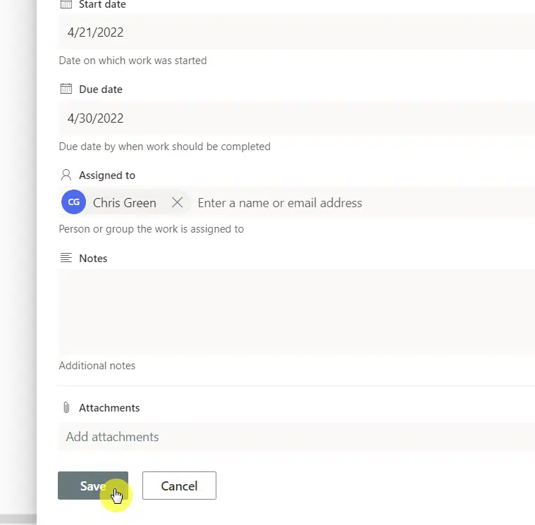 Click on the save button to add the new list item