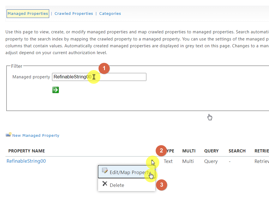 Search for RefinableString00 and select its edit/map property button