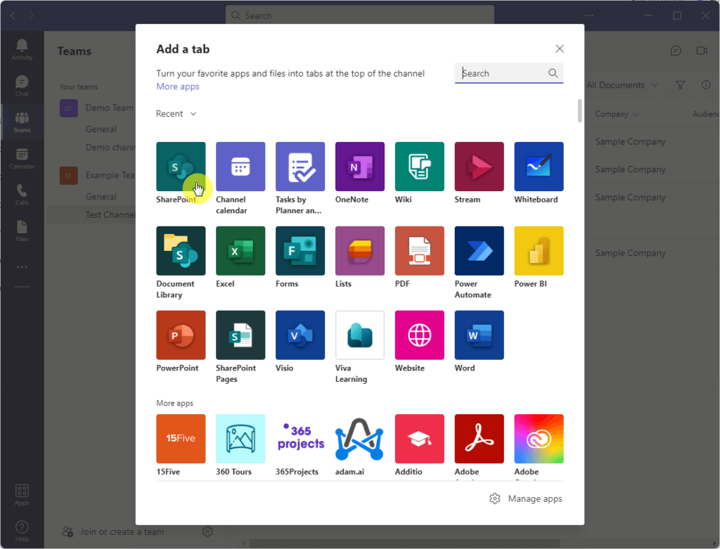 Add a SharePoint tab to Microsoft Teams
