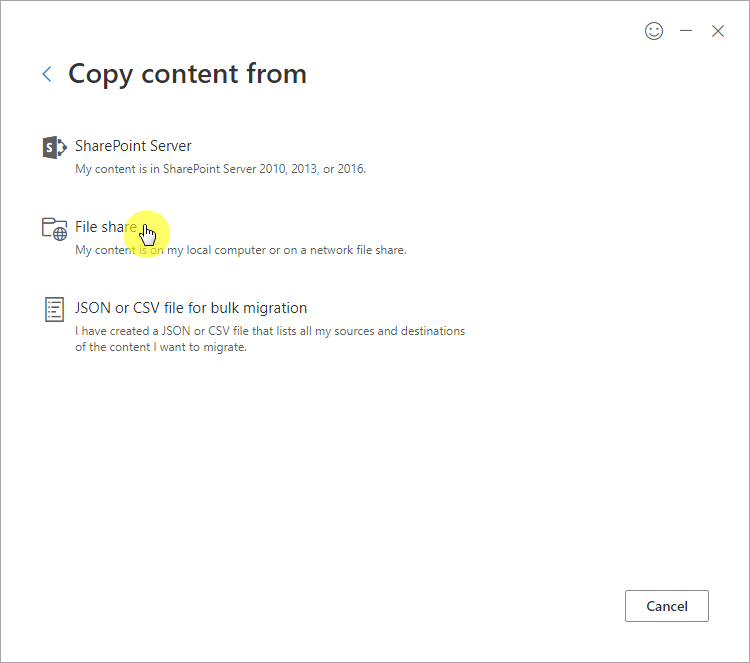 My content is on my local computer or on a network file share