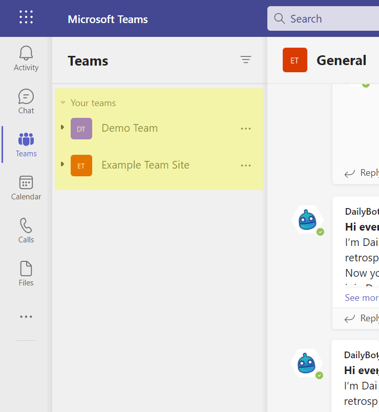 Your teams in Microsoft Teams