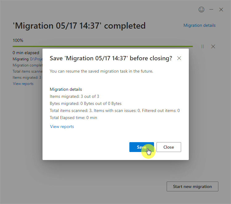 Save migration reports from the SharePoint migration tool