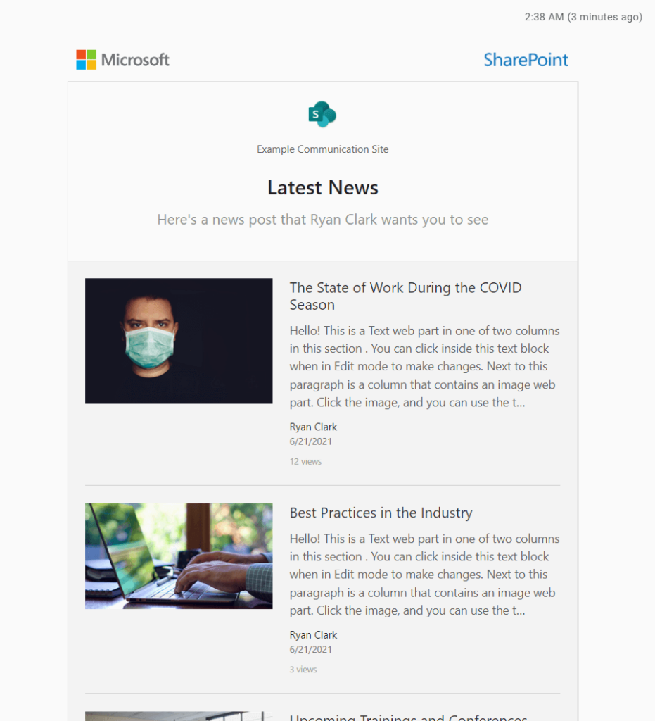 News digest email received