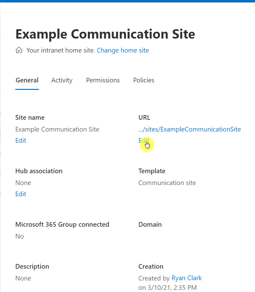 Edit site address